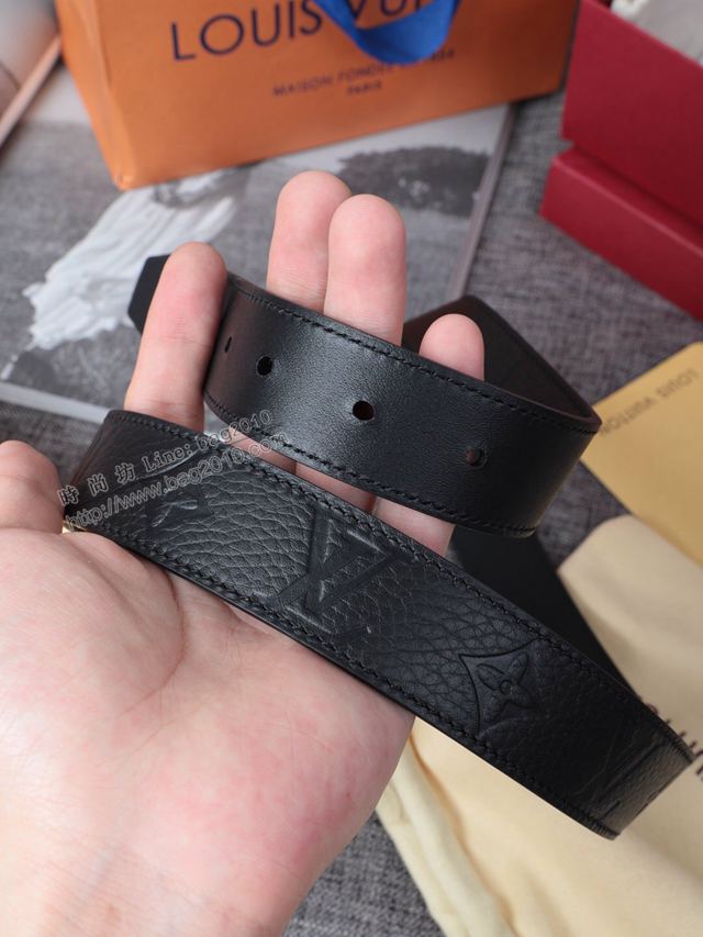 LV皮帶 經典LV腰帶系列 路易威登壓紋牛皮男士腰帶  xfp2113